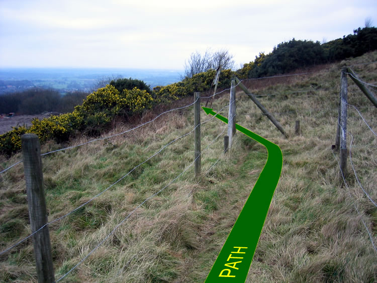 Photograph: Path quarried away (approach from east)