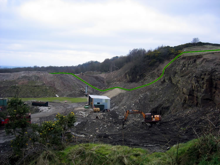 Photograph: Path quarried away (view from south)
